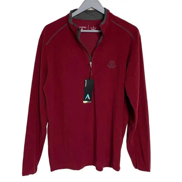 Antigua L red 1/4 zip “Elmhurst” pull over performance top New - Picture 2 of 8
